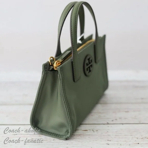 NWT Tory Burch Ella Nylon Mini Tote Crossbody Bag Purse in Palm Leaf Green - Picture 5 of 10